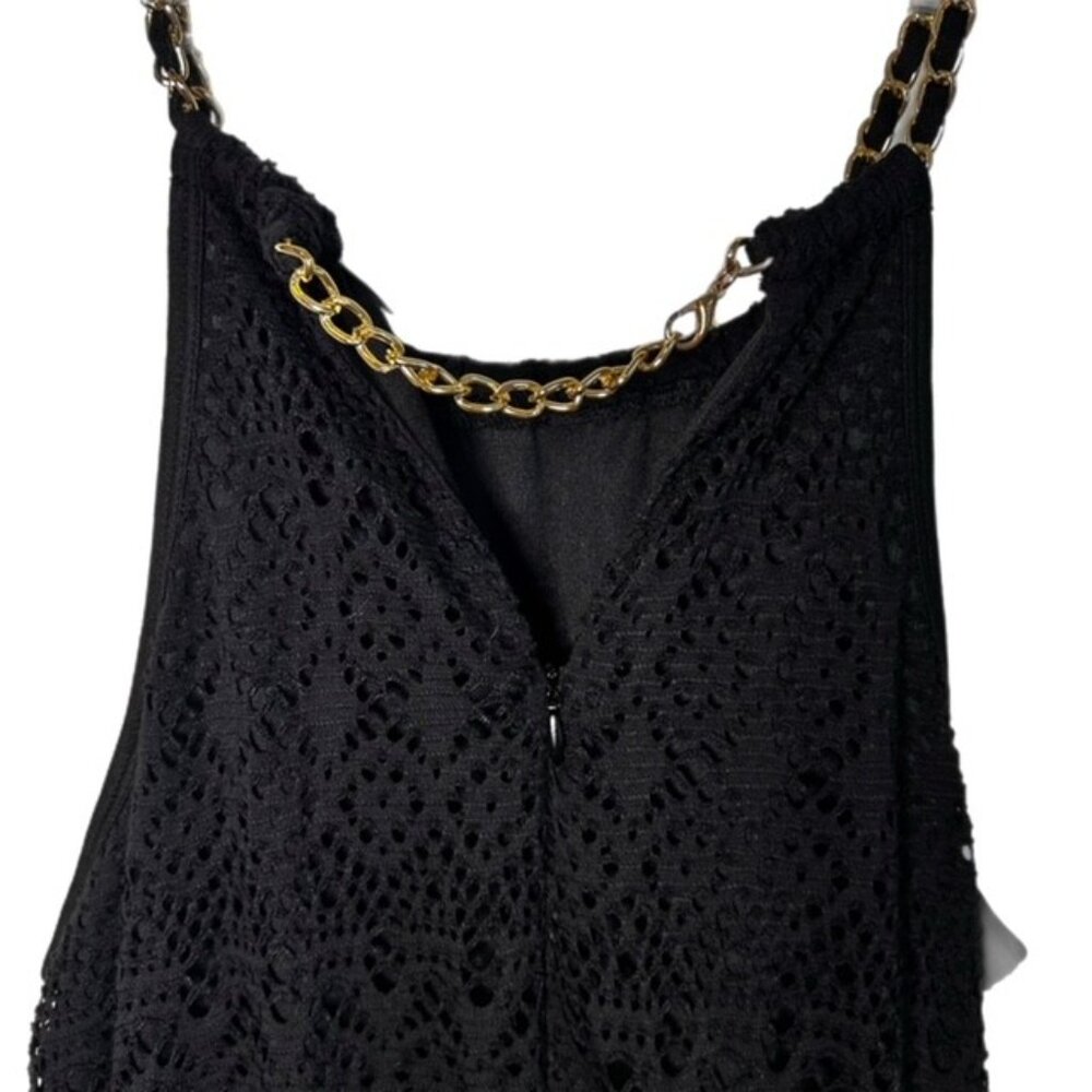 Bisou Bisou Crochet Romper Black Size XS Back zip closure with adjustable chain - Picture 4 of 7
